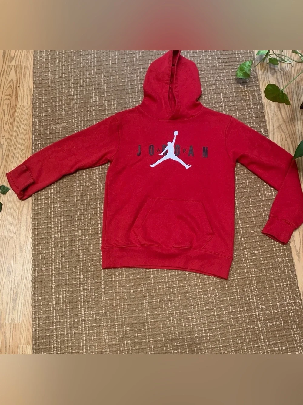 Jordan Kids Red Pullover Hoodie with Jumpman Logo